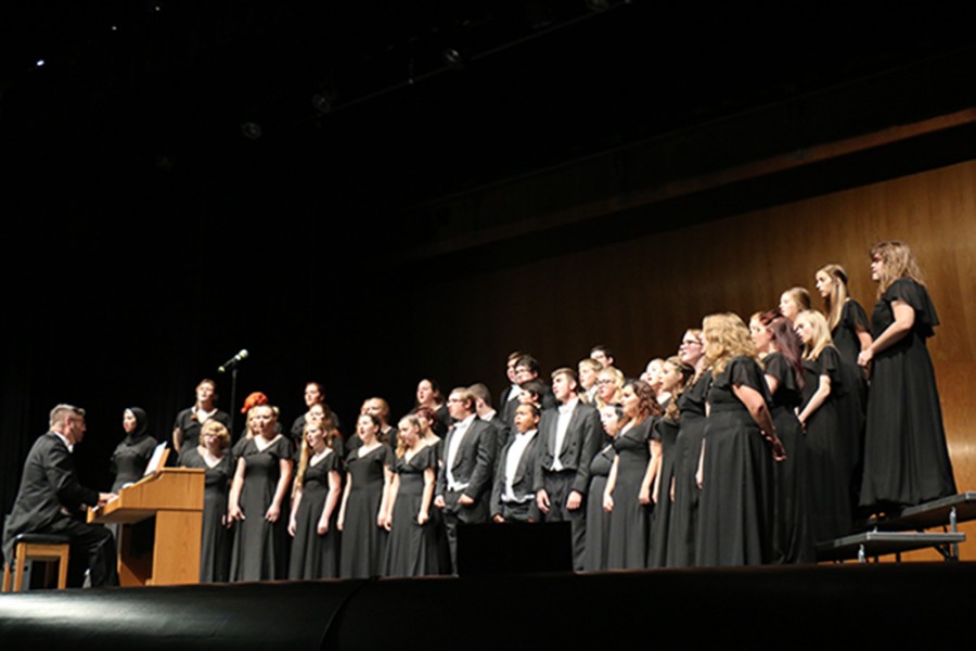 The Olympian choir performs “My Heart Will Go On” during Mondays concert. 