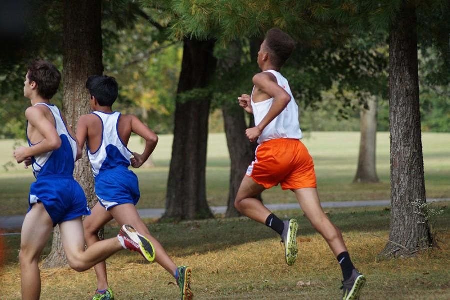 Junior Josh Mauzy competes in a race against North on September 30.