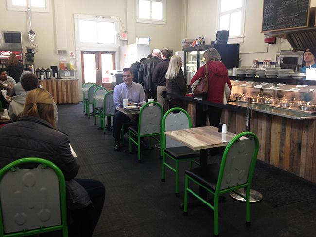 Soups by Design updated its downtown location with new flooring and tables made from recycled materials.