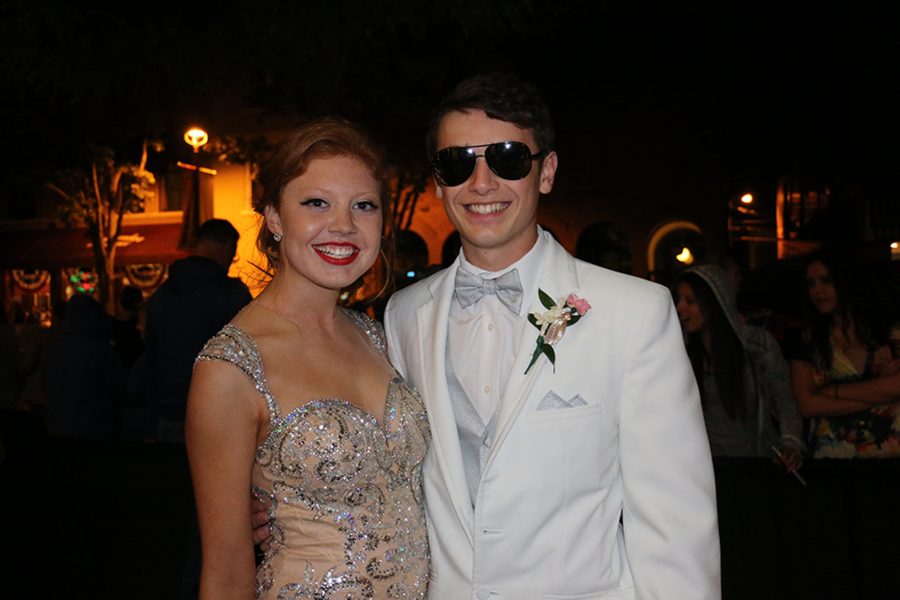 Senior Rebecca Smith and junior Reed Nowling enter prom.