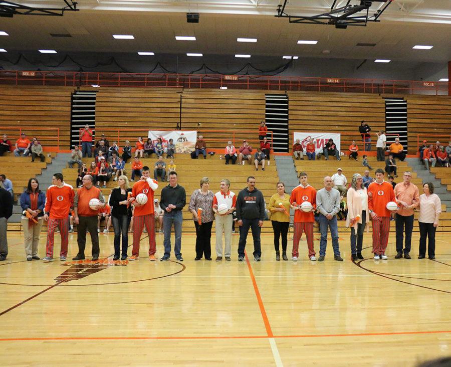 The seniors receive recognition on senior night. 