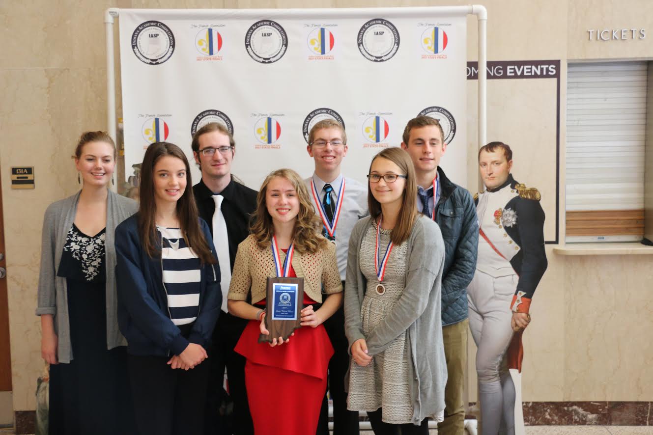 The interdisciplinary team poses after placing third at academic state. 