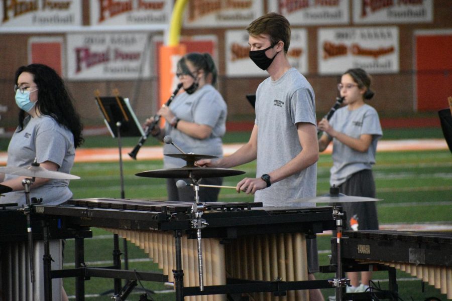 Senior Chase Jones plays the xylophone