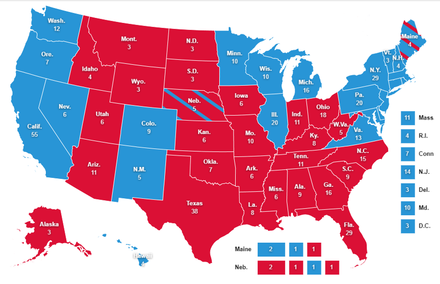 Predicted+Electoral+College+Map+by+Aiden+Nesci+prior+to+the+2020+Presidential+Election.
